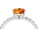 White gold Oval Cut Citrine Solitaire Pavé Engagement Ring with Round Band and Prong Setting_76
