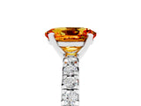 White gold Oval Cut Citrine Solitaire Pavé Engagement Ring with Round Band and Prong Setting_77