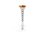 White gold Oval Cut Citrine Solitaire Ring with Cathedral Setting and Pavé Band_2