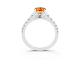 White gold Oval Cut Citrine Solitaire Ring with Cathedral Setting and Pavé Band_3