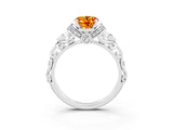 White gold Oval Cut Citrine Solitaire Ring with Filigree Band and Four-Prong Setting_27