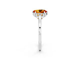 White gold Oval Cut Citrine Solitaire Ring with Flower Prong Setting and Classic Band_50