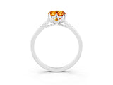 White gold Oval Cut Citrine Solitaire Ring with Flower Prong Setting and Classic Band_51