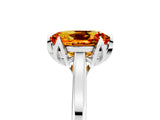 White gold Oval Cut Citrine Solitaire Ring with Flower Prong Setting and Classic Band_53