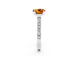 White gold Oval Cut Citrine Solitaire Ring with Pavé Accents and Four-Prong Setting_2