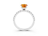 White gold Oval Cut Citrine Solitaire Ring with Pavé Accents and Four-Prong Setting_3