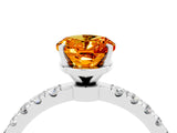 White gold Oval Cut Citrine Solitaire Ring with Pavé Accents and Four-Prong Setting_4
