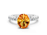 White gold Oval Cut Citrine Solitaire Ring with Pavé Band and Four-Prong Setting_12