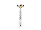 White gold Oval Cut Citrine Solitaire Ring with Pavé Band and Four-Prong Setting_14