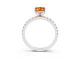 White gold Oval Cut Citrine Solitaire Ring with Pavé Band and Four-Prong Setting_15