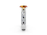 White gold Oval Cut Citrine Solitaire Ring with Pavé and Channel Set Band_2