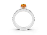 White gold Oval Cut Citrine Solitaire Ring with Pavé and Channel Set Band_3