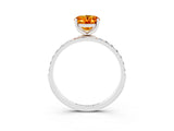 White gold Oval Cut Citrine Solitaire Ring with Pave Band and Four Prong Setting_27