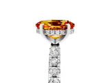 White gold Oval Cut Citrine Solitaire Ring with Round  Pavé Band and Four-Prong Setting_53