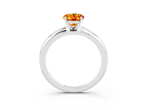 White gold Oval Cut Citrine Solitaire Ring with Six-Prong Setting and Classic Band_15