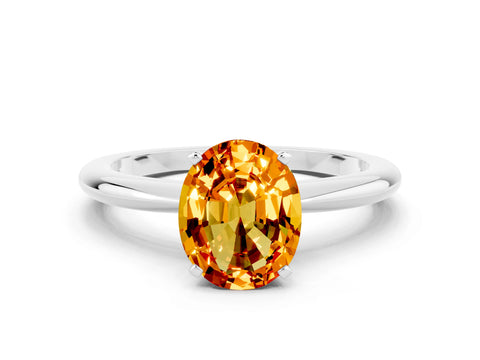 White gold Oval Cut Citrine Solitaire Ring with Six-Prong Setting and Classic Band_24