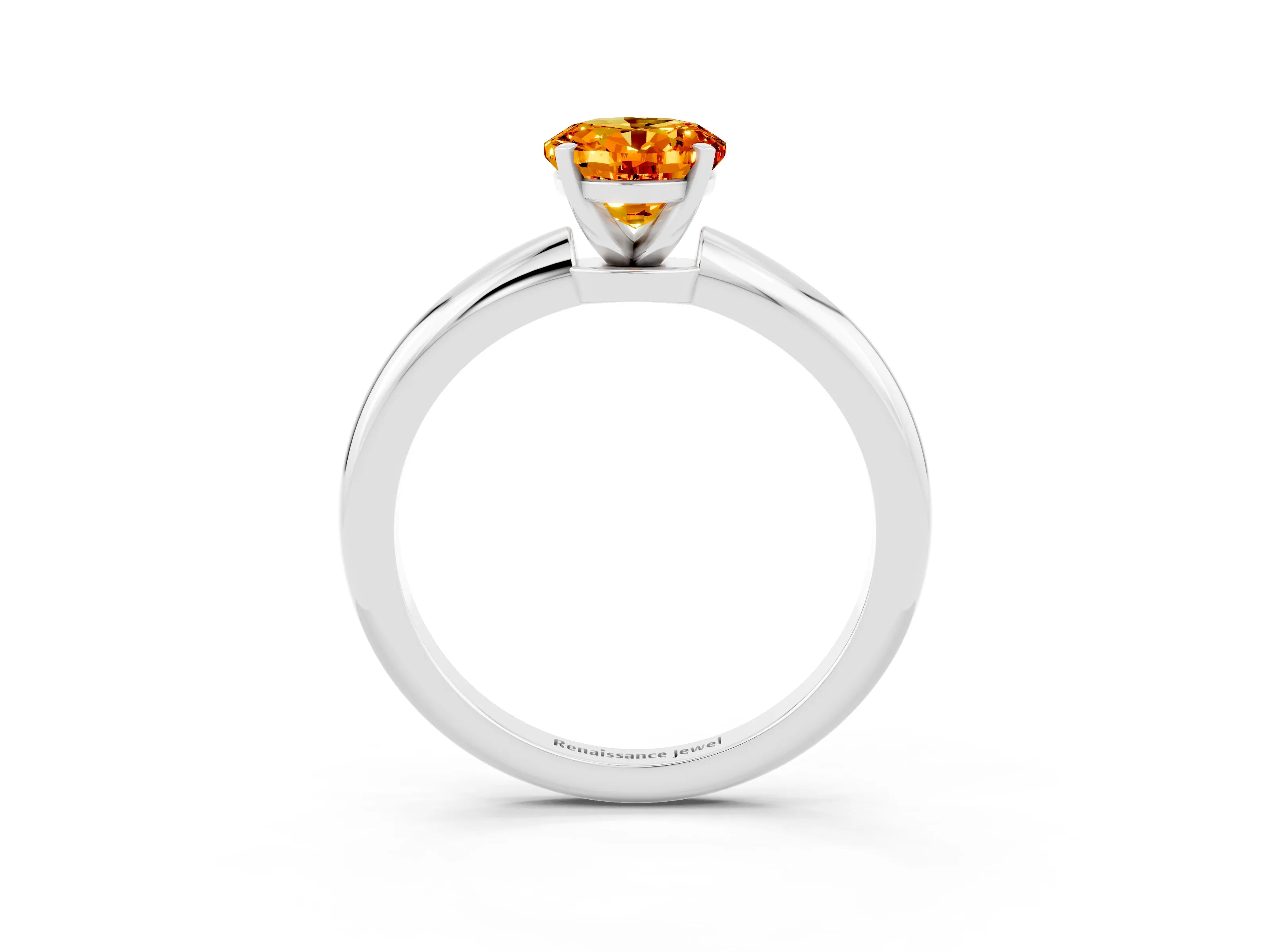 White gold Oval Cut Citrine Solitaire Ring with Six-Prong Setting and Classic Band_27