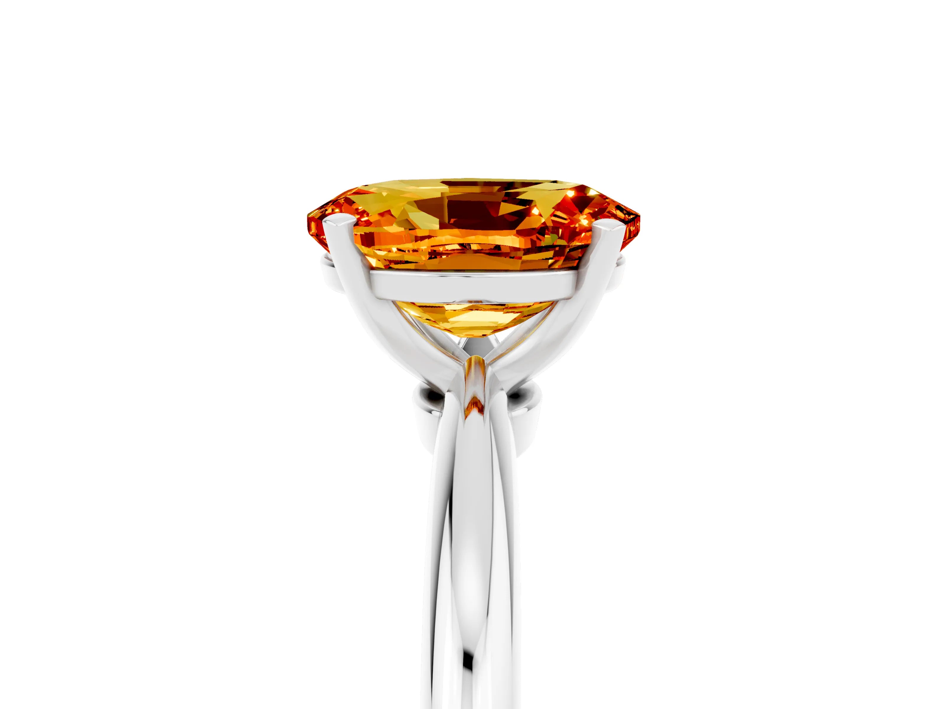 White gold Oval Cut Citrine Solitaire Ring with Six-Prong Setting and Classic Band_29