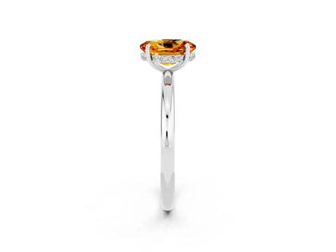 White gold Oval Cut Citrine Solitaire Ring with Thin Band and Four-Prong Setting_14