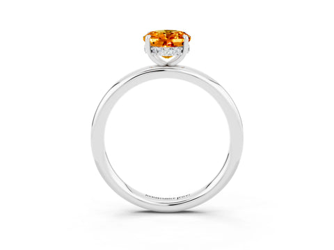White gold Oval Cut Citrine Solitaire Ring with Thin Band and Four-Prong Setting_15