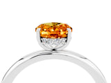 White gold Oval Cut Citrine Solitaire Ring with Thin Band and Four-Prong Setting_16