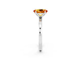 White gold Oval Cut Citrine Solitaire Ring with Thin Band and Prong Setting_14