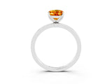 White gold Oval Cut Citrine Solitaire Ring with Thin Band and Prong Setting_15