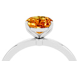 White gold Oval Cut Citrine Solitaire Ring with Thin Band and Prong Setting_16