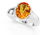 White gold Oval Cut Citrine Solitaire Ring with Wide Band and Prong Setting_1