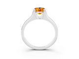 White gold Oval Cut Citrine Solitaire Ring with Wide Band and Prong Setting_3