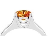 White gold Oval Cut Citrine Solitaire Ring with Wide Band and Prong Setting_4