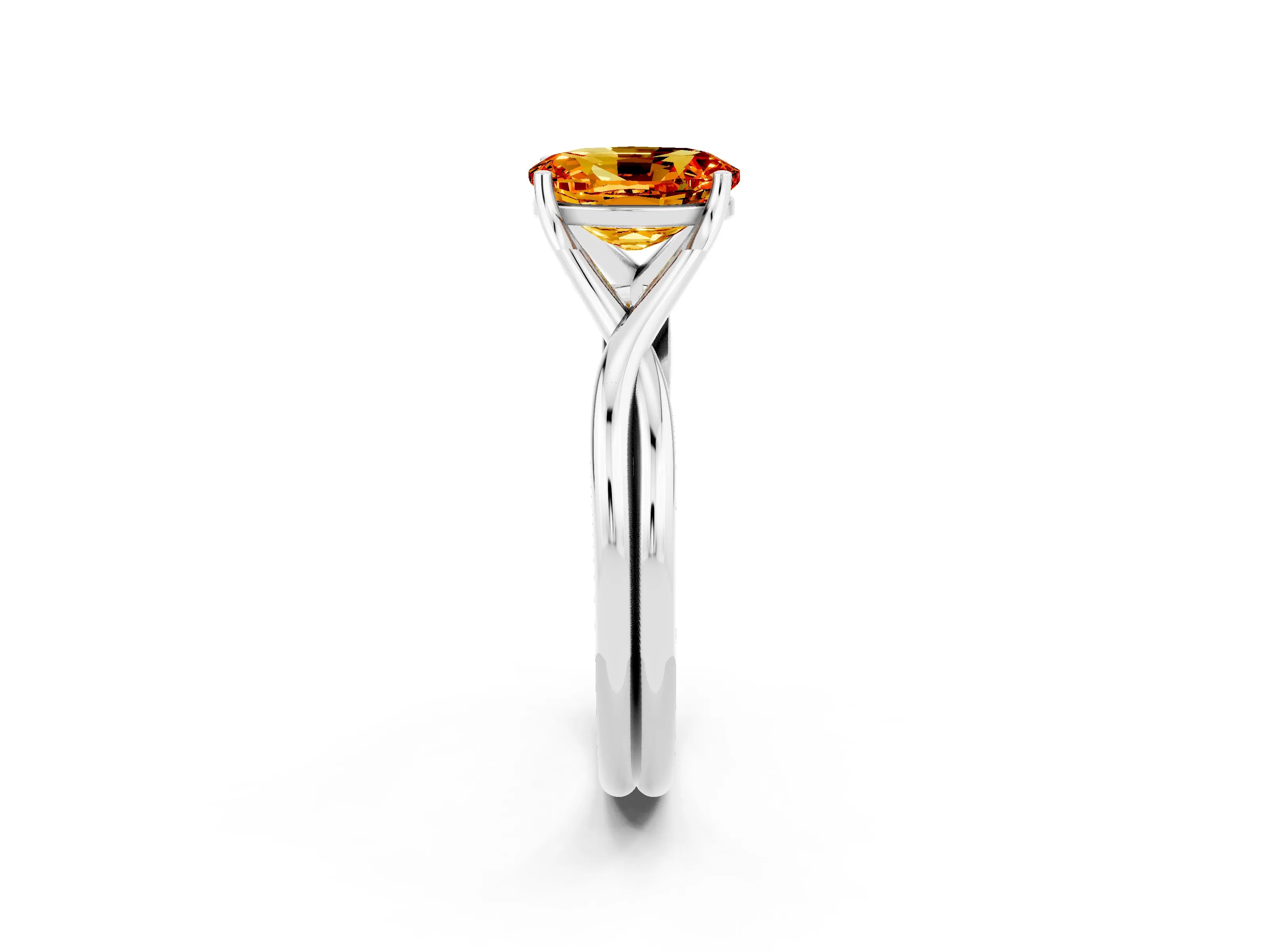 White gold Oval Cut Citrine Solitaire Twist Band Prong Setting Ring_38