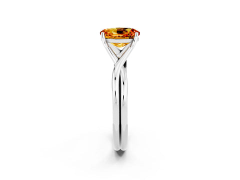 White gold Oval Cut Citrine Solitaire Twist Band Prong Setting Ring_38