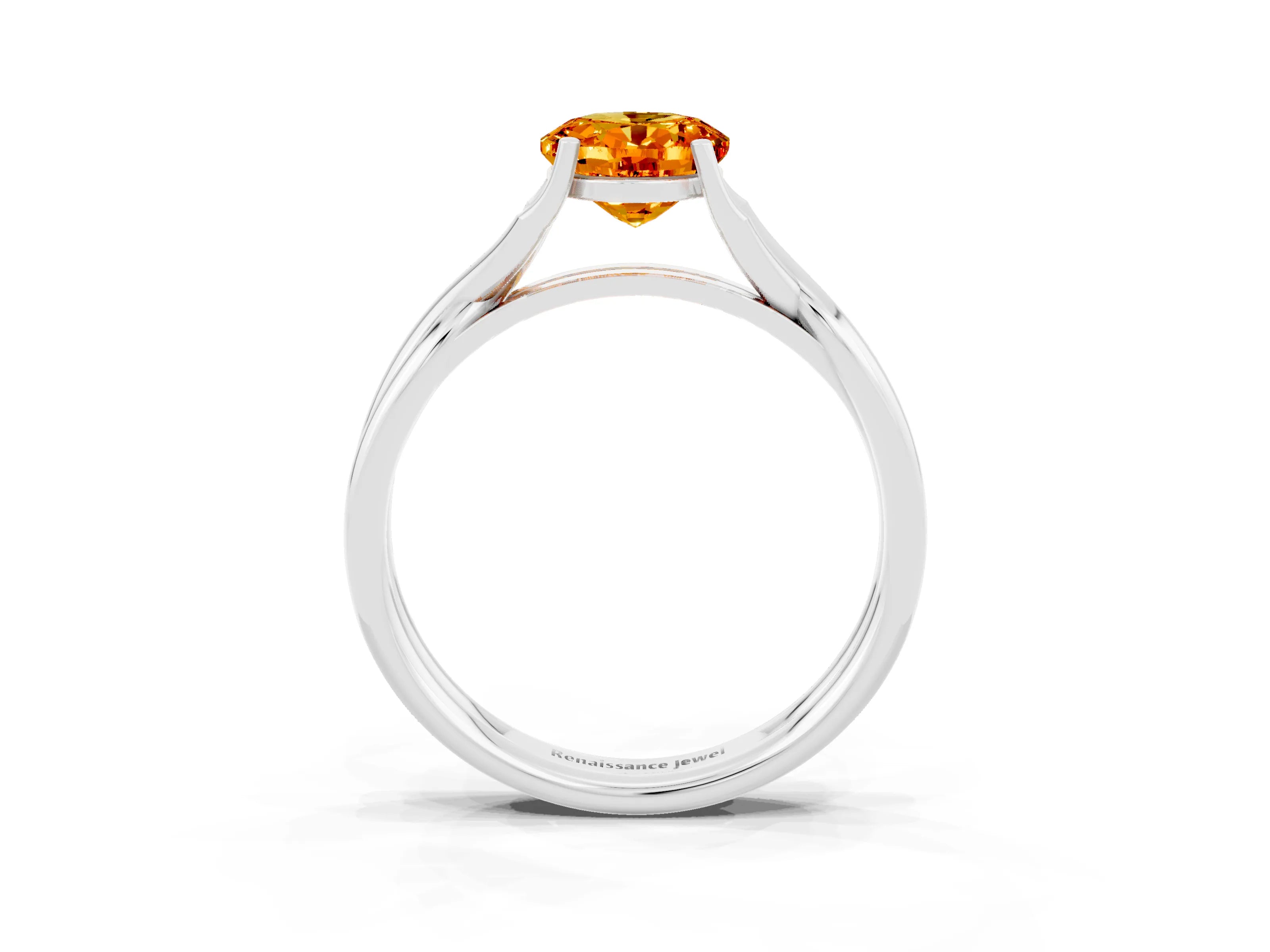 White gold Oval Cut Citrine Solitaire Twist Band Prong Setting Ring_39