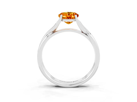 White gold Oval Cut Citrine Solitaire Twist Band Prong Setting Ring_39
