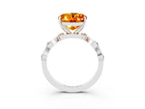 White gold Oval Cut Citrine Solitaire Twisted Band with Round  Accents and Prong Setting_15