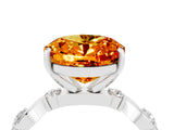White gold Oval Cut Citrine Solitaire Twisted Band with Round  Accents and Prong Setting_16