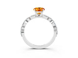 White gold Oval Cut Citrine Solitaire with Side Stones on a Pavé Band and Four-Prong Setting_3