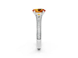 White gold Oval Cut Citrine Split Shank Engagement Ring with Pavé Band_2