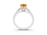 White gold Oval Cut Citrine Split Shank Engagement Ring with Pavé Band_3