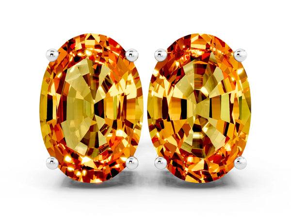 Silver Oval Cut Citrine Stud Earrings