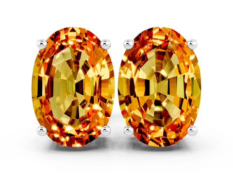 White gold Oval Cut Citrine Stud Earrings_12
