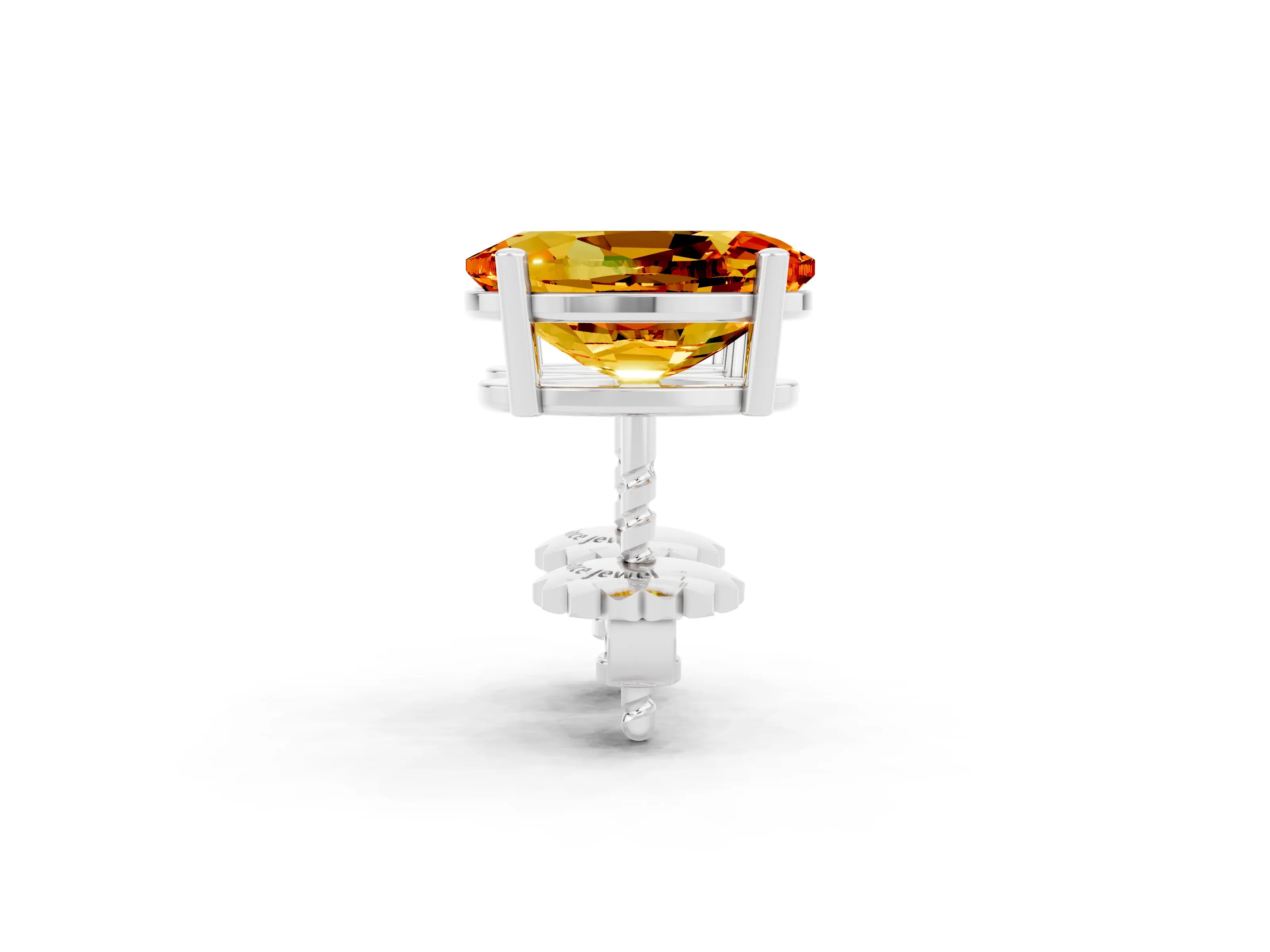 White gold Oval Cut Citrine Stud Earrings_14