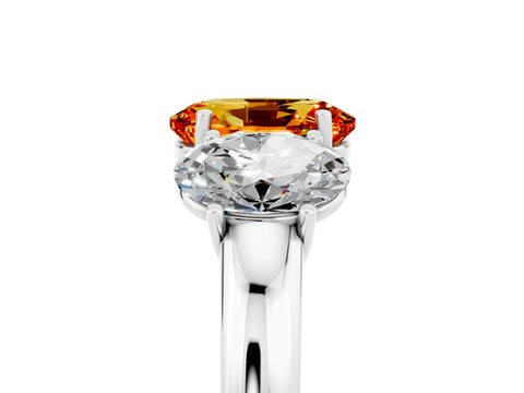 White gold Oval Cut Citrine Three-Stone Ring with Four-Prong Setting and Classic Band_5