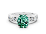 White gold Oval Cut Cut Channel Set Diamond Engagement Ring with Four-Prong Setting