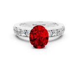 White gold Oval Cut Cut Channel Set Diamond Engagement Ring with Four-Prong Setting