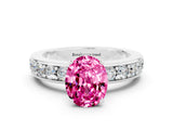 White gold Oval Cut Cut Channel Set Diamond Engagement Ring with Four-Prong Setting