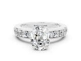 White gold Oval Cut Cut Channel Set Diamond Engagement Ring with Four-Prong Setting