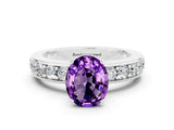 White gold Oval Cut Cut Channel Set Diamond Engagement Ring with Four-Prong Setting