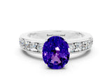 White gold Oval Cut Cut Channel Set Diamond Engagement Ring with Four-Prong Setting